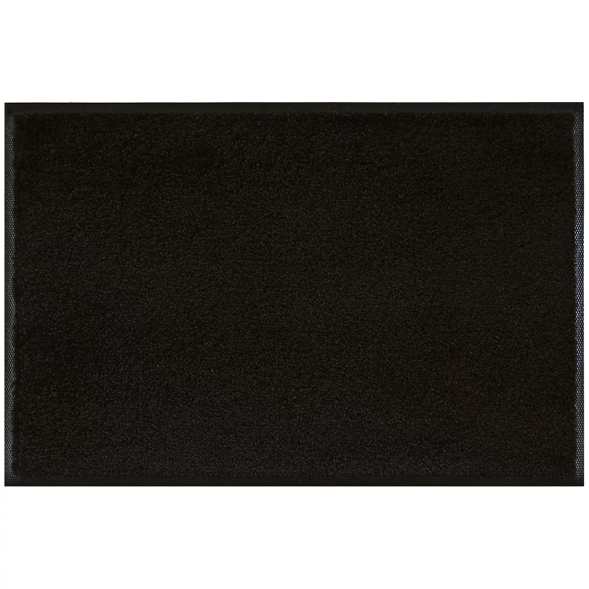 Black doormat with rectangular pattern and dark border.