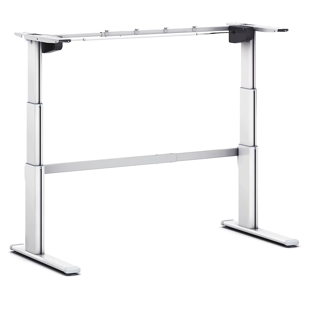 Comfort tafelframe, voor bureaubreedtes 1200-2000 mm, elektrisch in hoogte verstelbaar, H 610-1280 mm, C-voet, zilver