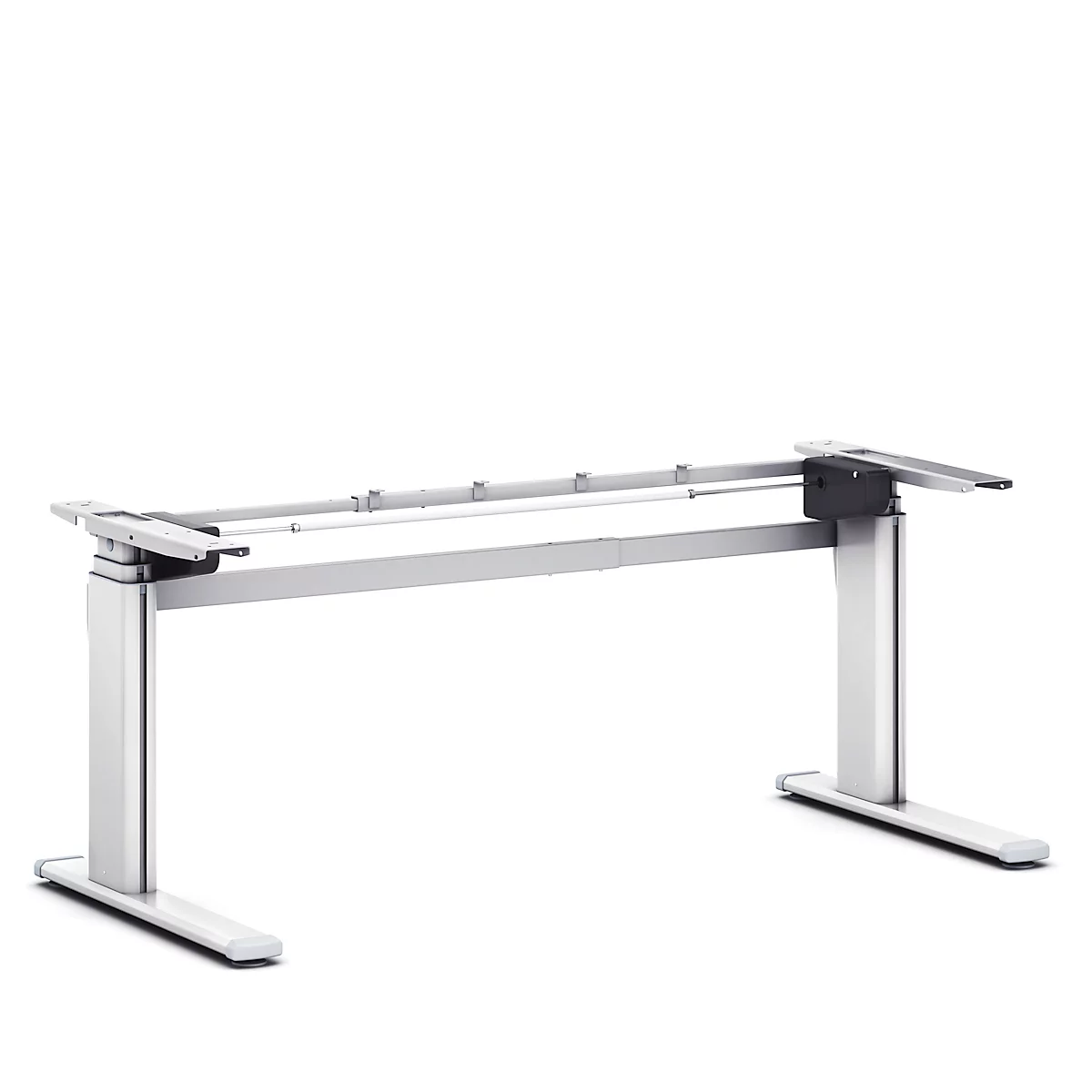 Comfort tafelframe, voor bureaubreedtes 1200-2000 mm, elektrisch in hoogte verstelbaar, H 610-1280 mm, C-voet, zilver