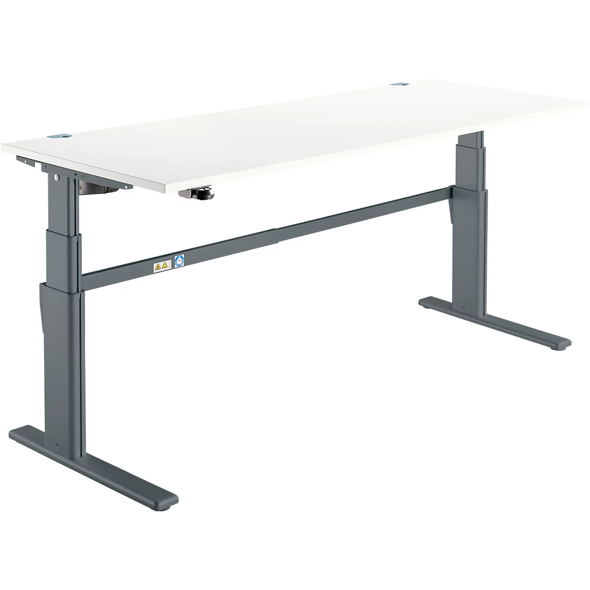 Comfortabel bureau, elektrisch in hoogte verstelbaar, rechthoekig, C-poot, B 1800 x D 800 x H 655-1305 mm, wit/antraciet