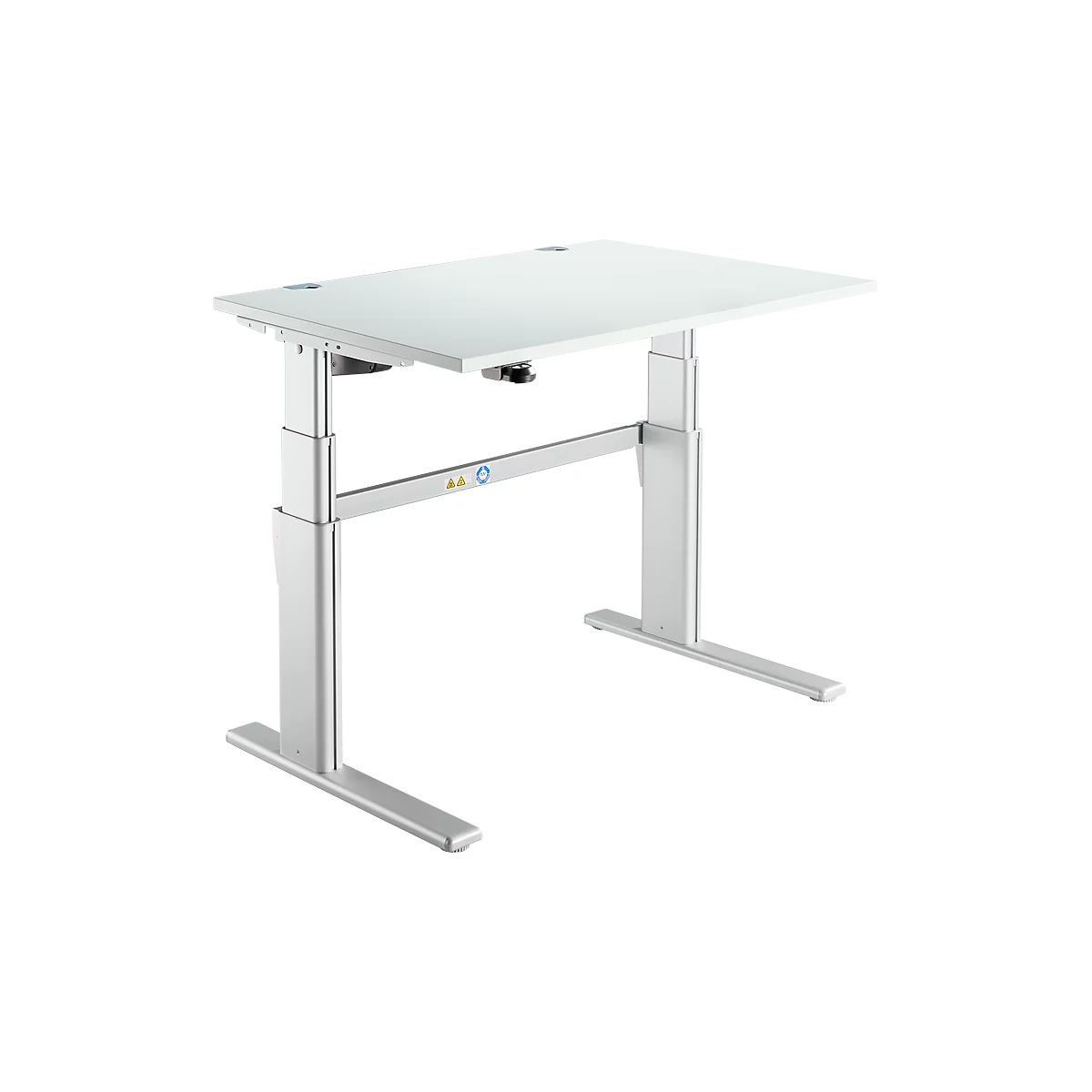 Comfortabele tafel, elektrisch in hoogte verstelbaar, rechthoekig, C-poot, B 1200 x D 800 x H 655-1305 mm, aluminium lichtgrijs/wit RAL 9006
