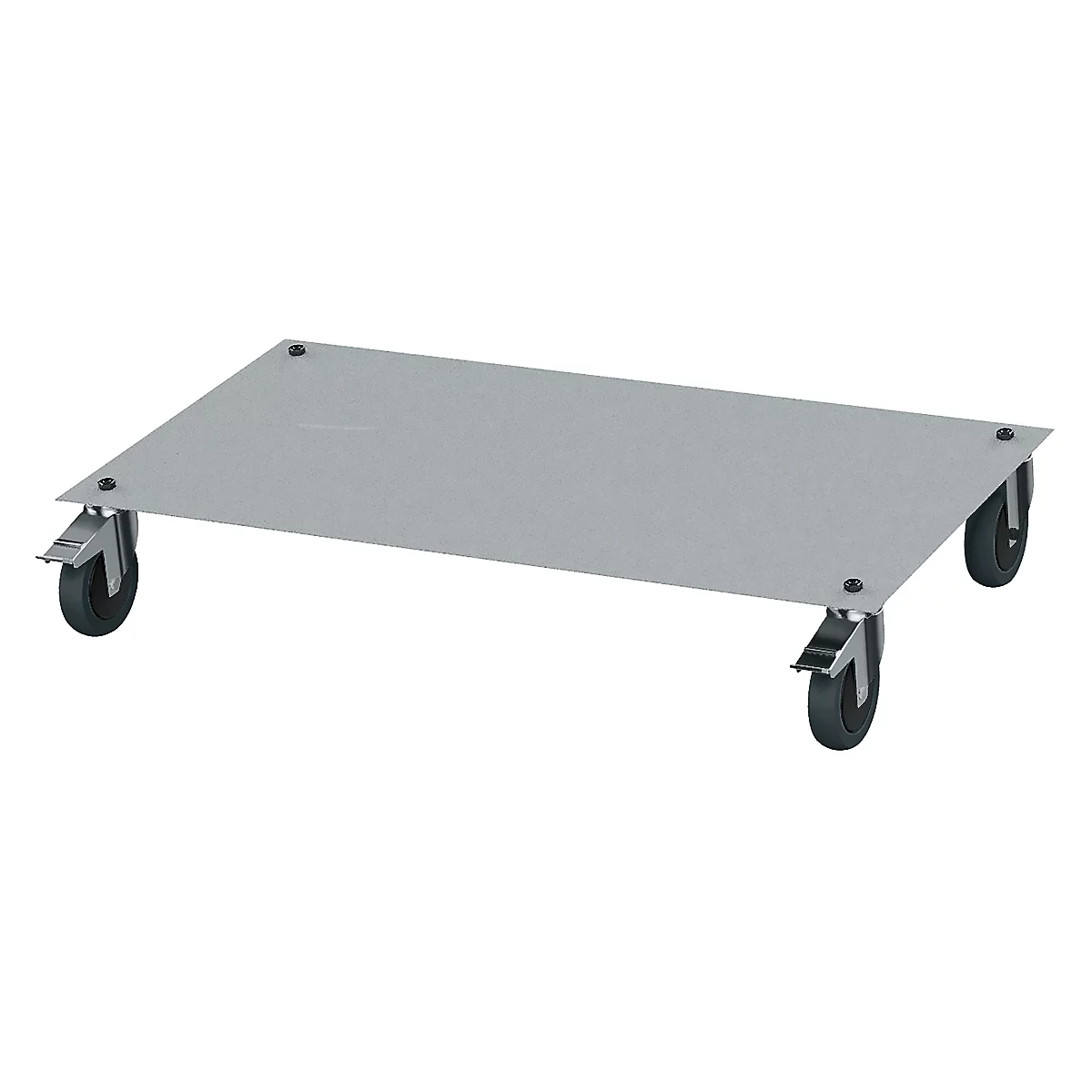 Complément mobile pour armoire à tiroirs Bedrunka+Hirth avec L 680 mm, 4 x roues pivotantes &amp; poignée de poussée, sans plateau acier, L 680 x P 500 x H 150 mm, aluminium