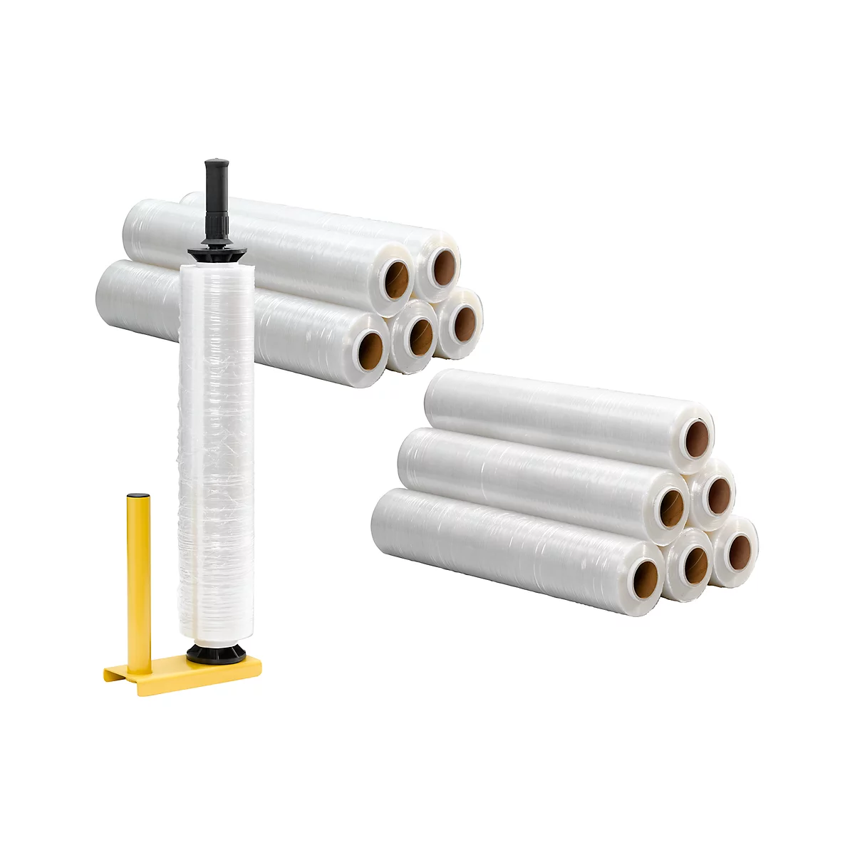 Complete aanbieding: 12 rollen stretchfolie + 1 handwikkelaar gratis