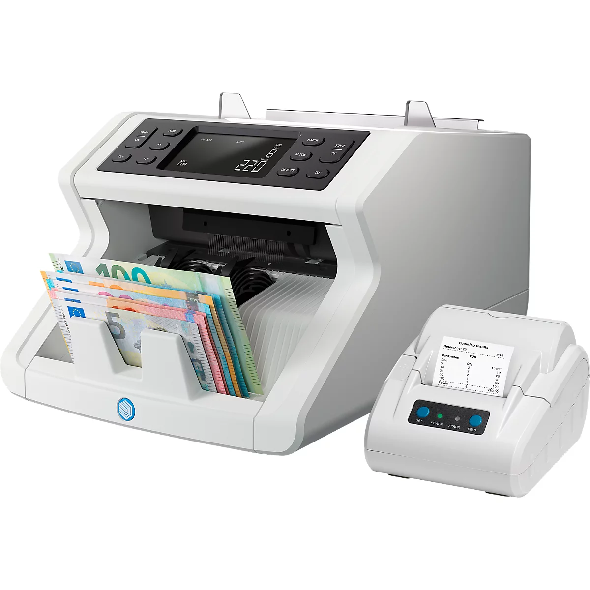 Compteuse de billets Safescan 2265 avec comptage de la valeur, jusqu'à 1 200 billets/min, fonction d'addition et de mise en liasse