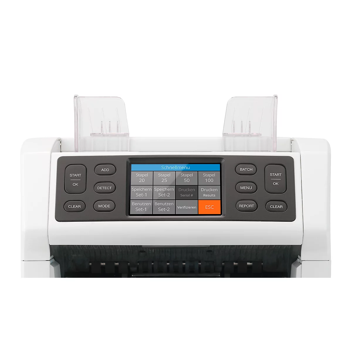 Compteuse de billets Safescan 2865-S, norme BCE, compteur de pièces et de valeurs, détection de devises et contrôle d'authenticité, jusqu'à 1500 billets/minute et jusqu'à 3 devises.