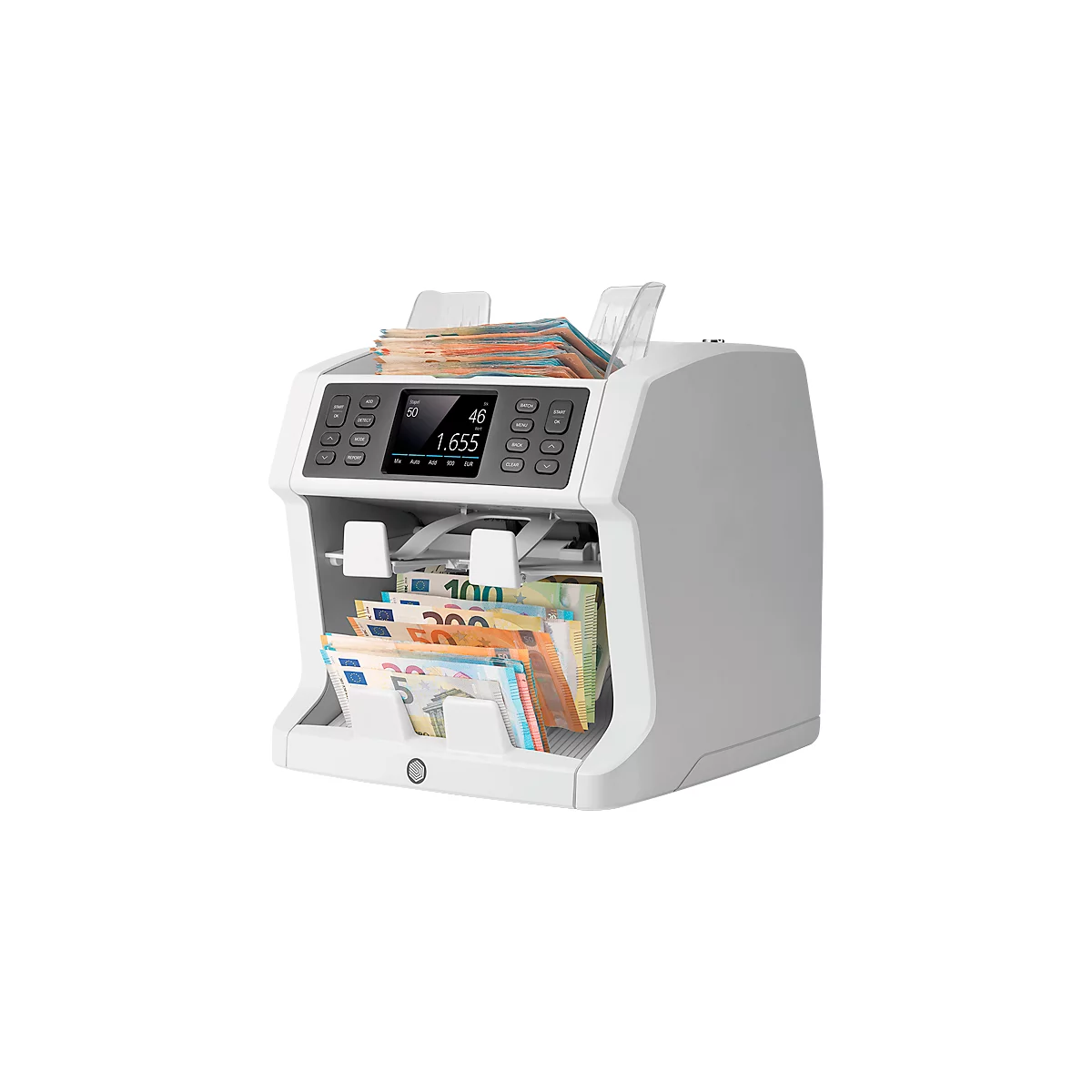Compteuse de billets Safescan® 2985 SX, testée par la banque centrale, 7 caractéristiques de sécurité, compteur &amp; trieur de valeurs, jusqu'à 1200 billets/min &amp; jusqu'à 3 devises