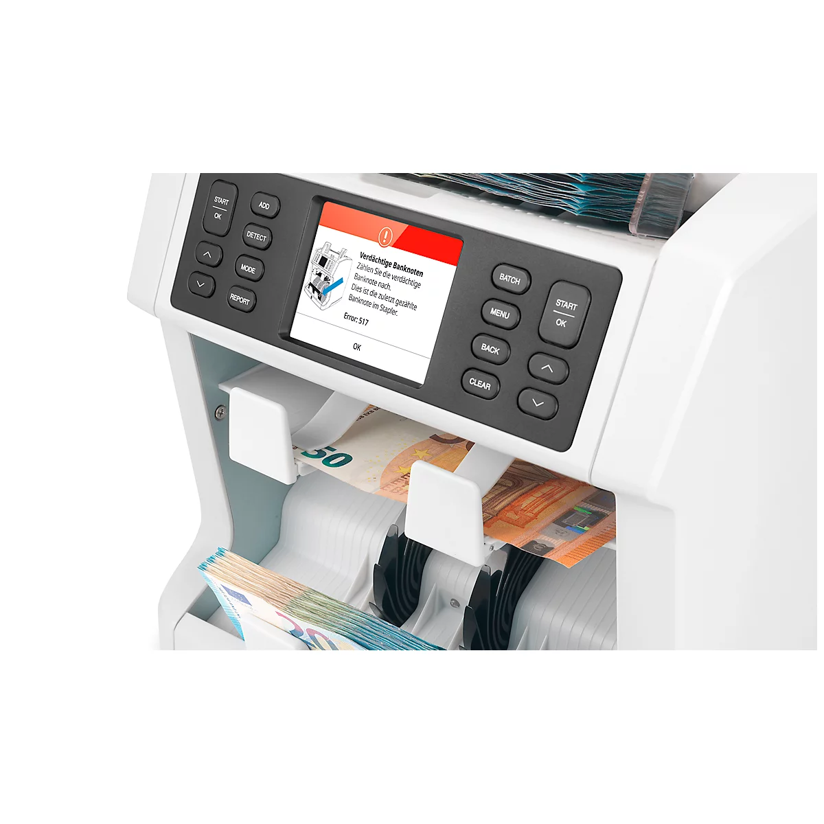 Compteuse de billets Safescan® 2985 SX, testée par la banque centrale, 7 caractéristiques de sécurité, compteur &amp; trieur de valeurs, jusqu'à 1200 billets/min &amp; jusqu'à 3 devises