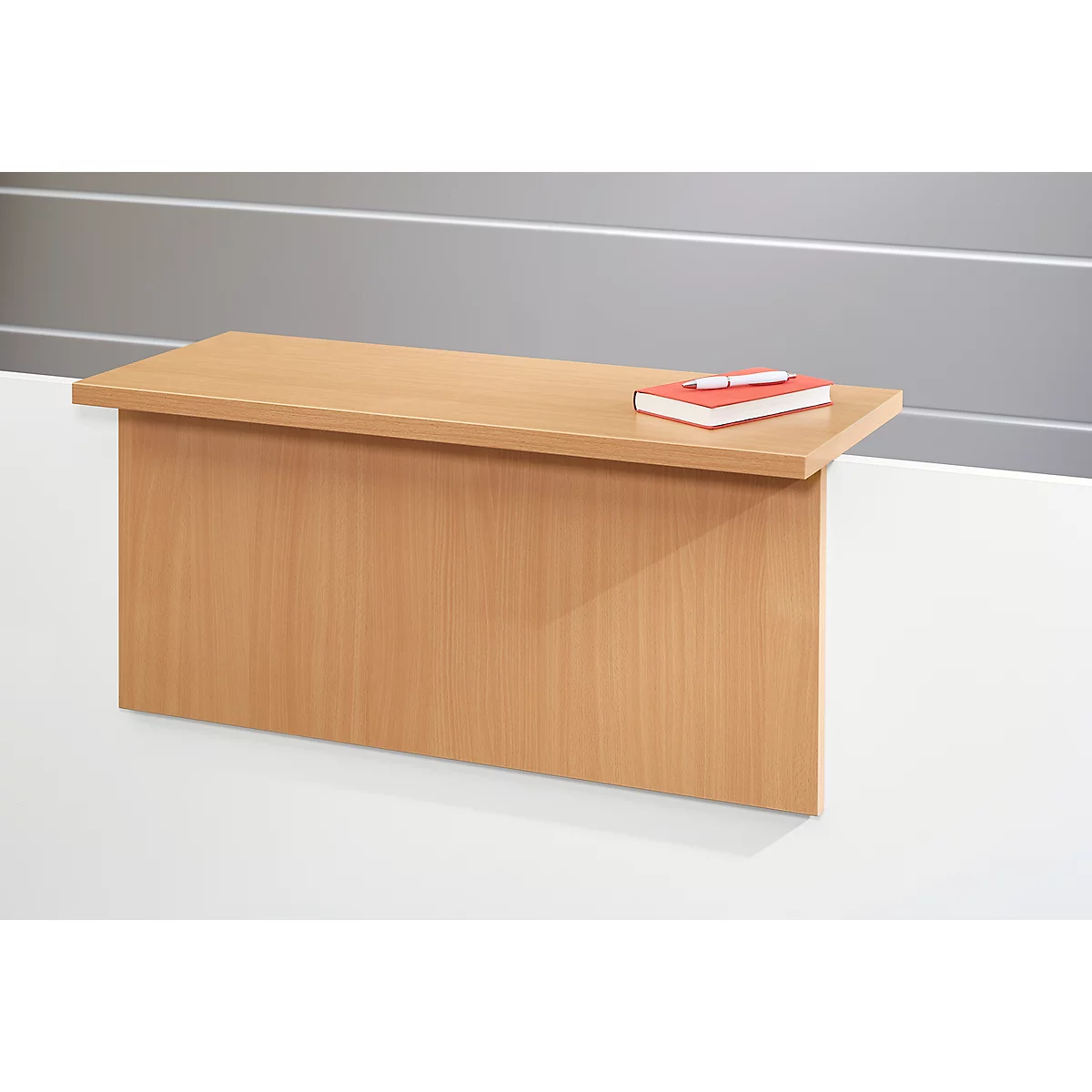 Comptoir Come-In, 1 étagère, droit, largeur 1600 mm, coloris blanc/hêtre 