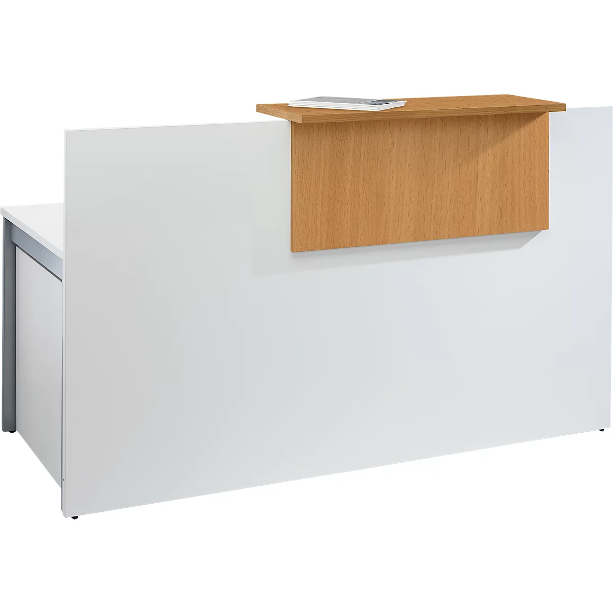 Comptoir Come-In, 1 étagère, droit, largeur 1600 mm, coloris blanc/hêtre 