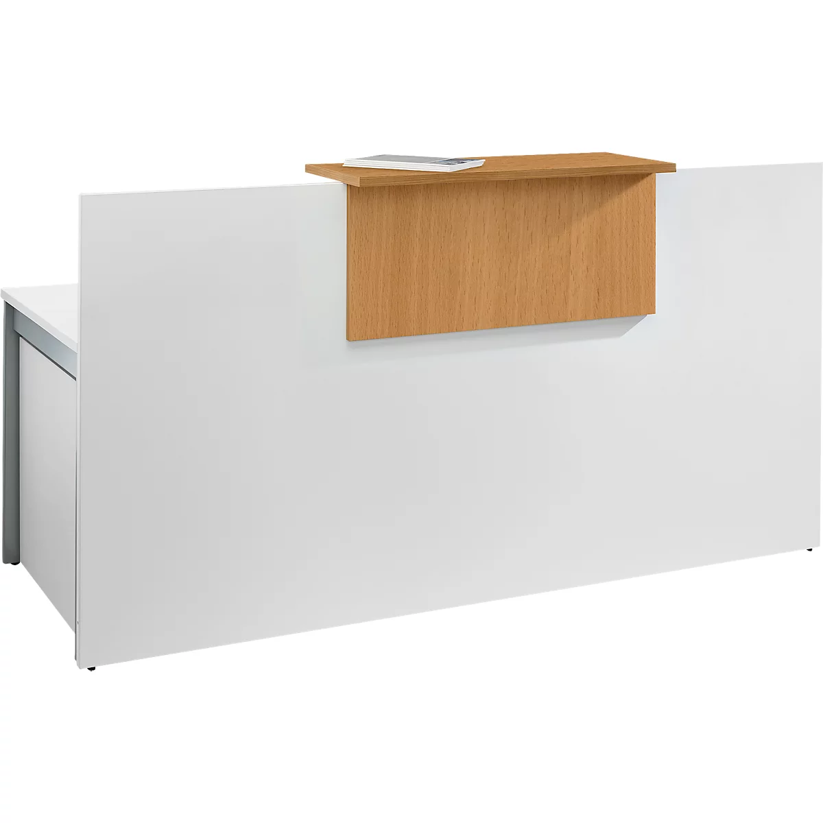 Comptoir Come-In, 1 étagère, droit, largeur 1800 mm, coloris blanc/hêtre 