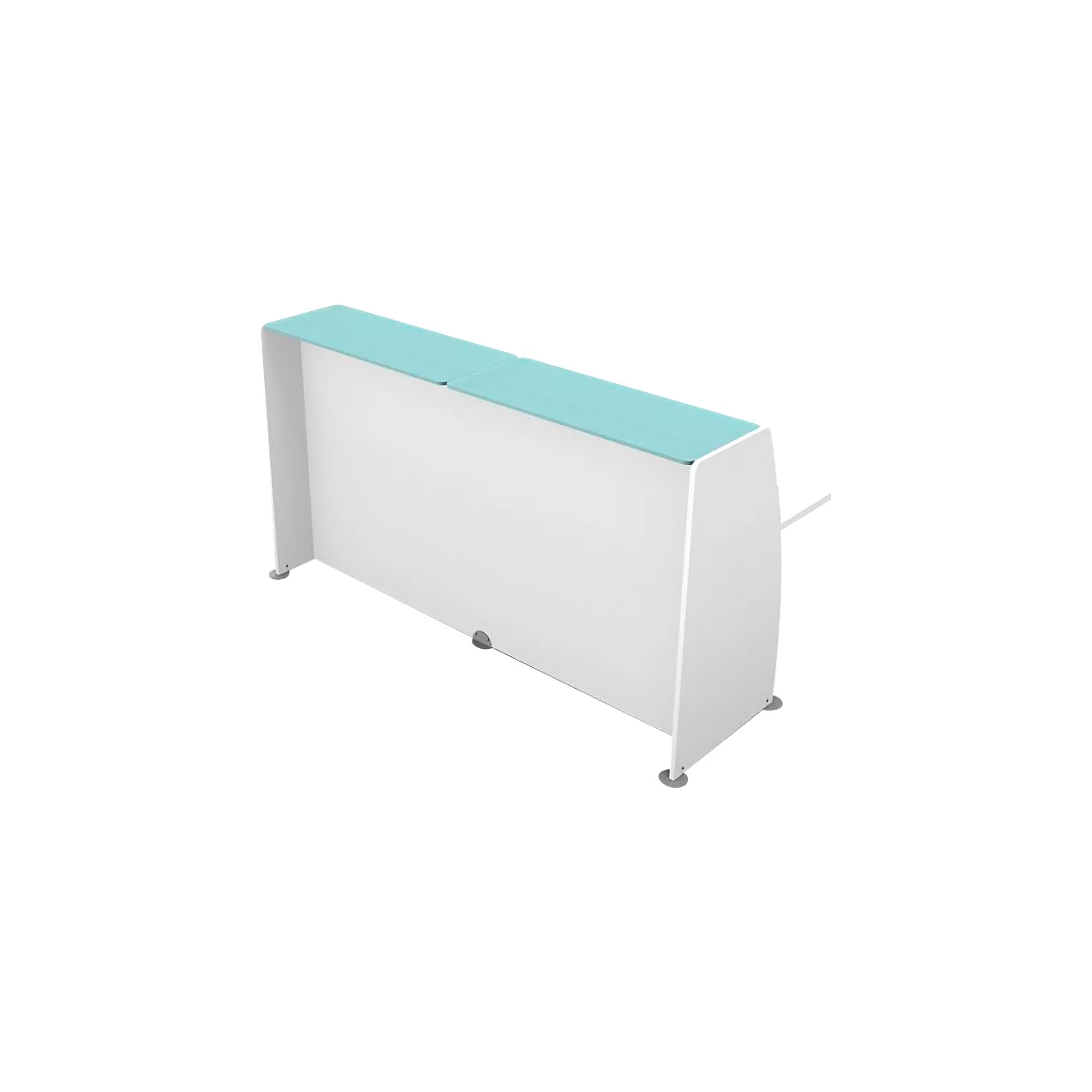 Comptoir d'accueil Spirit - plateau en verre - L 2036 x P 910 x H 1120 mm - blanc