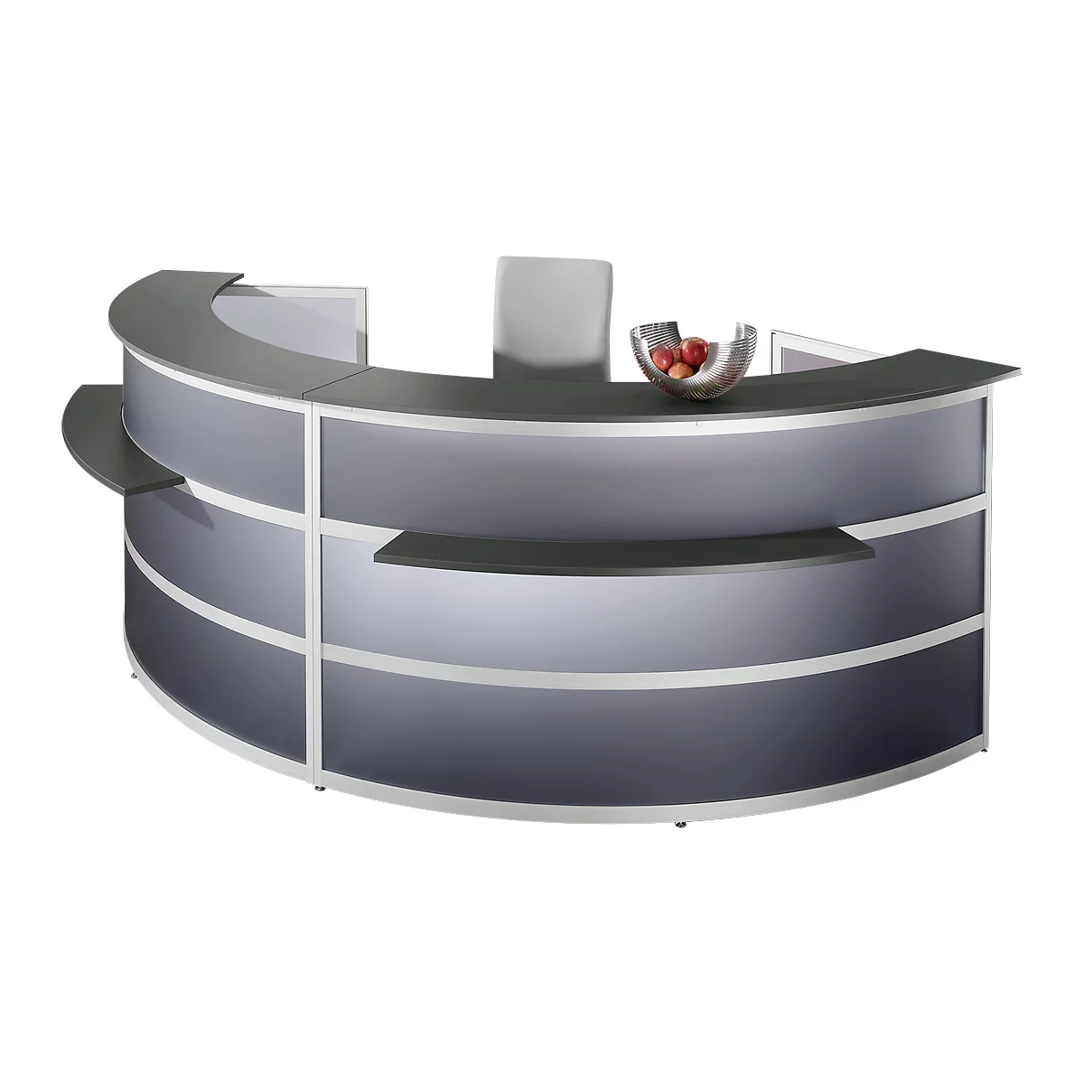 Comptoir d'appoint Tool, rond, l. 1910 x P 850 x H 1100 mm, anthracite/verre synthétique anthracite