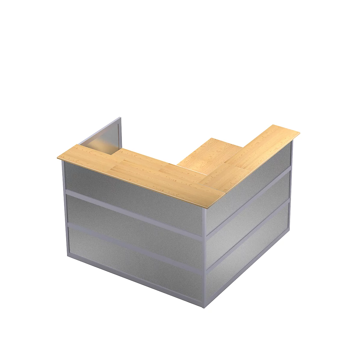 Comptoir en angle Tool, l. 1500 x P 1500 x H 1100 mm, coloris hêtre/MDF argent