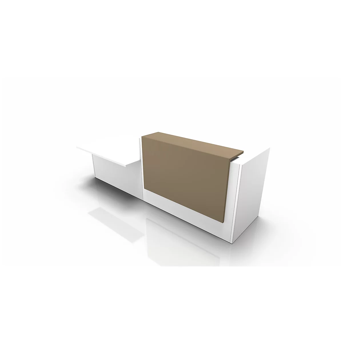 Comptoir Spezia, auget, à droite, l. 3060 x P 1125 x H 1130 mm, blanc/beige