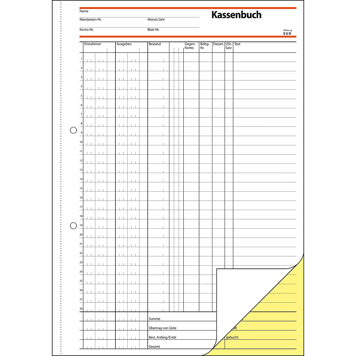 Computer-kasboek Sigel SD056, zelfkopiërend, DIN A4, 2 x 40 vellen
