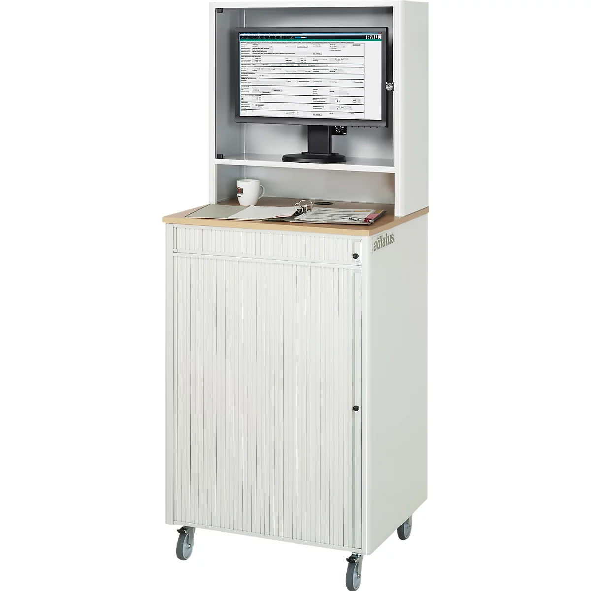 Computer-Station adlatus Typ 2015, B 720 x T 660 x H 1810 mm, fahrbar