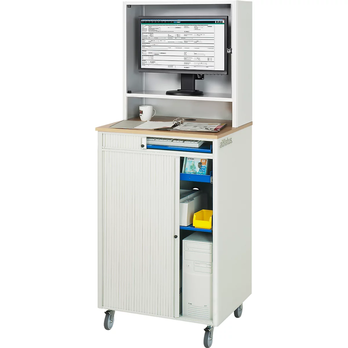 Computer-Station adlatus Typ 2015, B 720 x T 660 x H 1810 mm, fahrbar