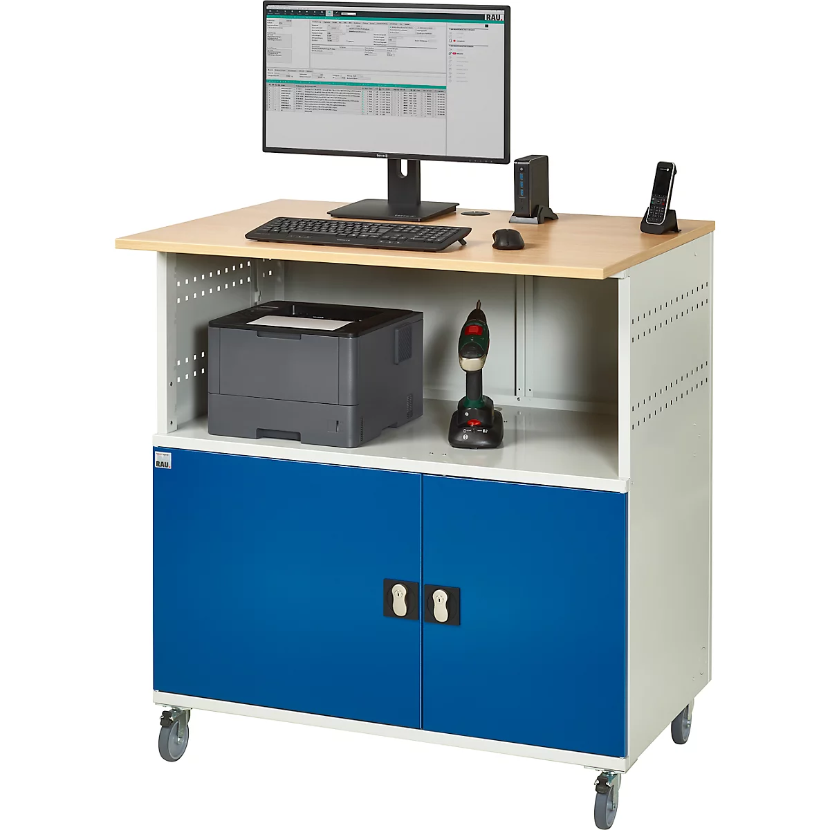 Computer-Station Typ 6001, B 1100 x T 800 x H 1100 mm, fahrbar