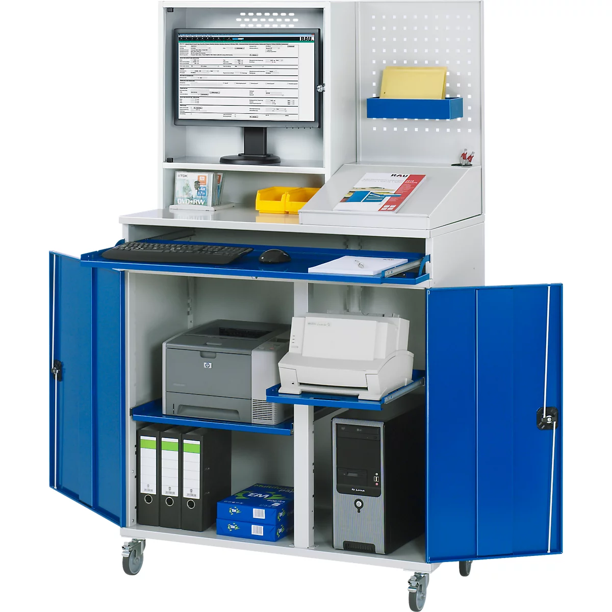 Computerkast type 1100T-M67, B 1100 x D 520 x H 1770 mm, verrijdbaar