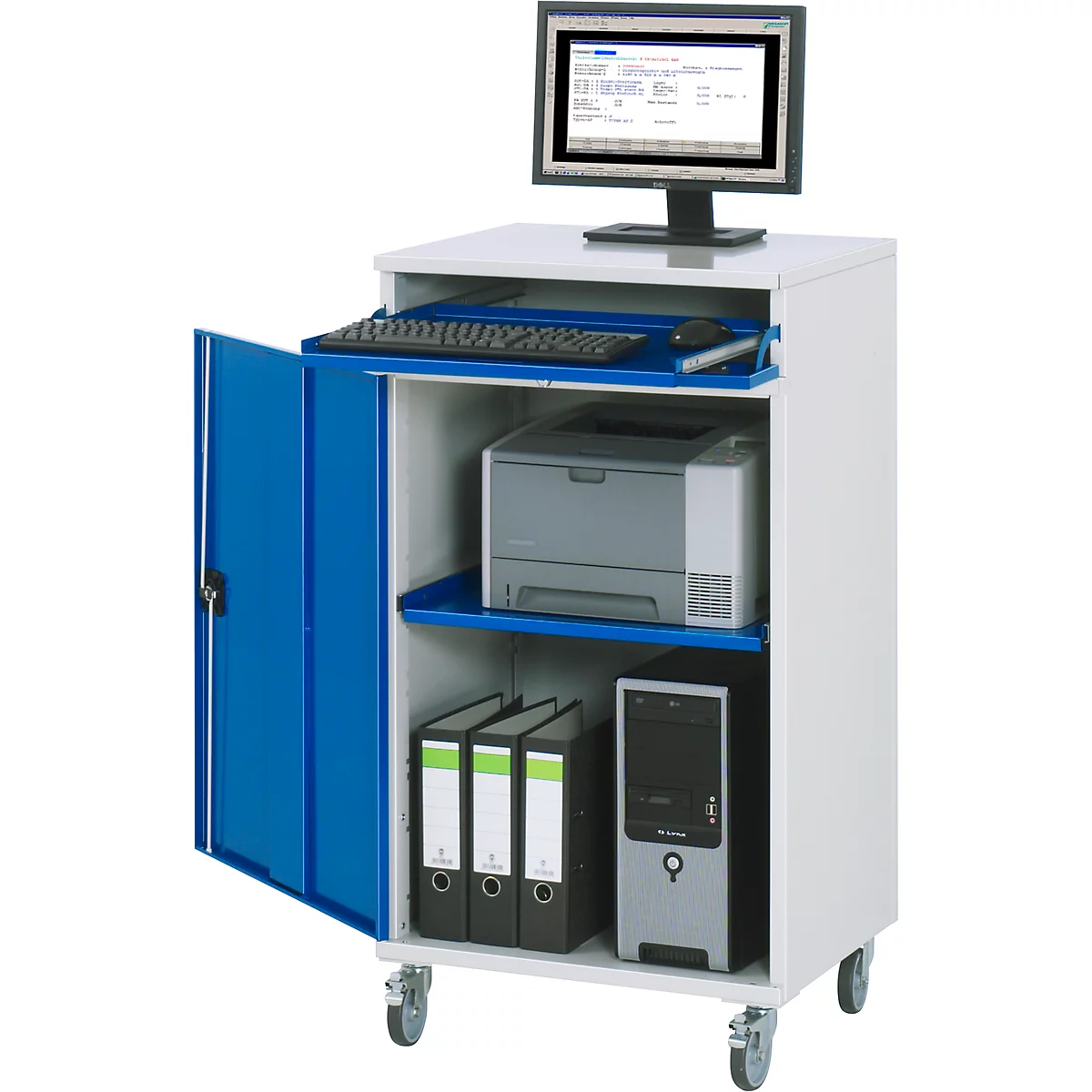 Computerkast type 650-M60, B 650 x D 520 x H 1060 mm, mobiel
