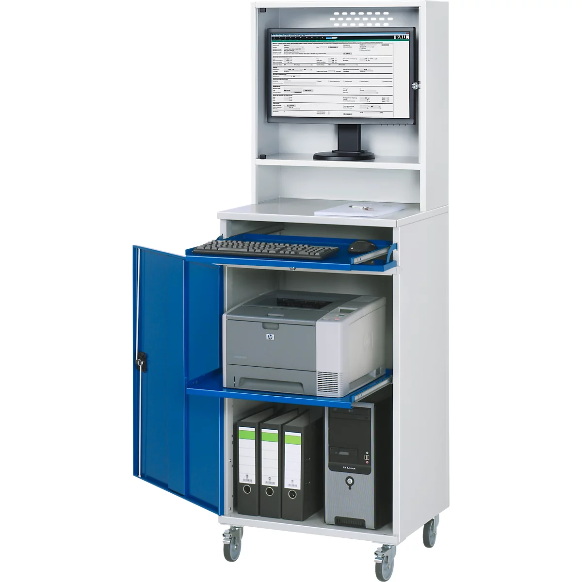 Computerkast type 650-M65, B 650 x D 520 x H 1770 mm, verrijdbaar