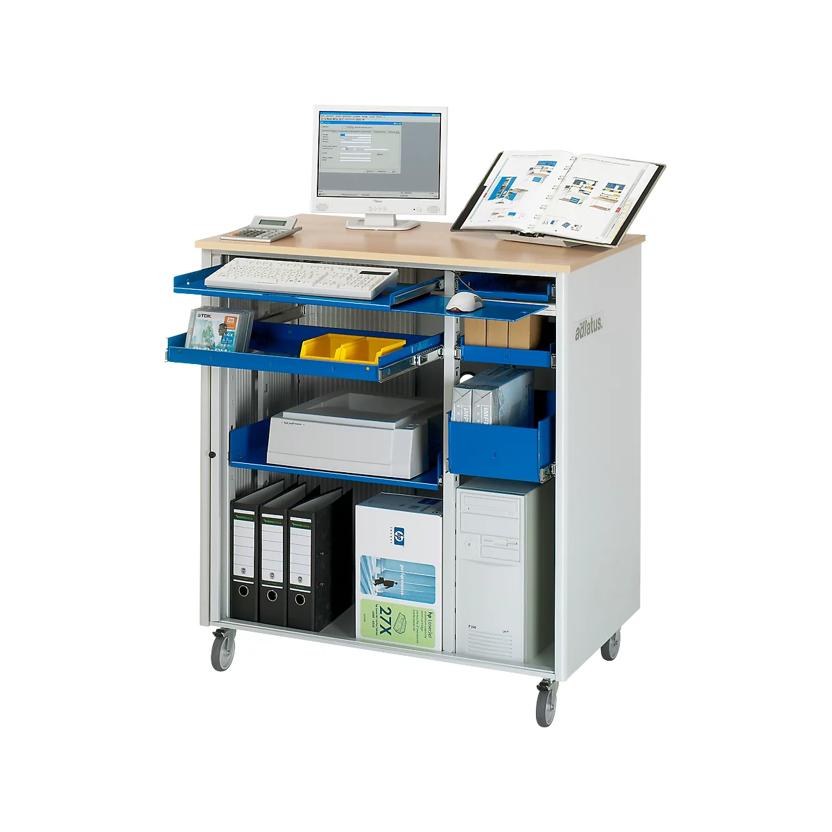 Computerstation adlatus type 6001, B 1030 x D 660 x H 1100 mm, verrijdbaar