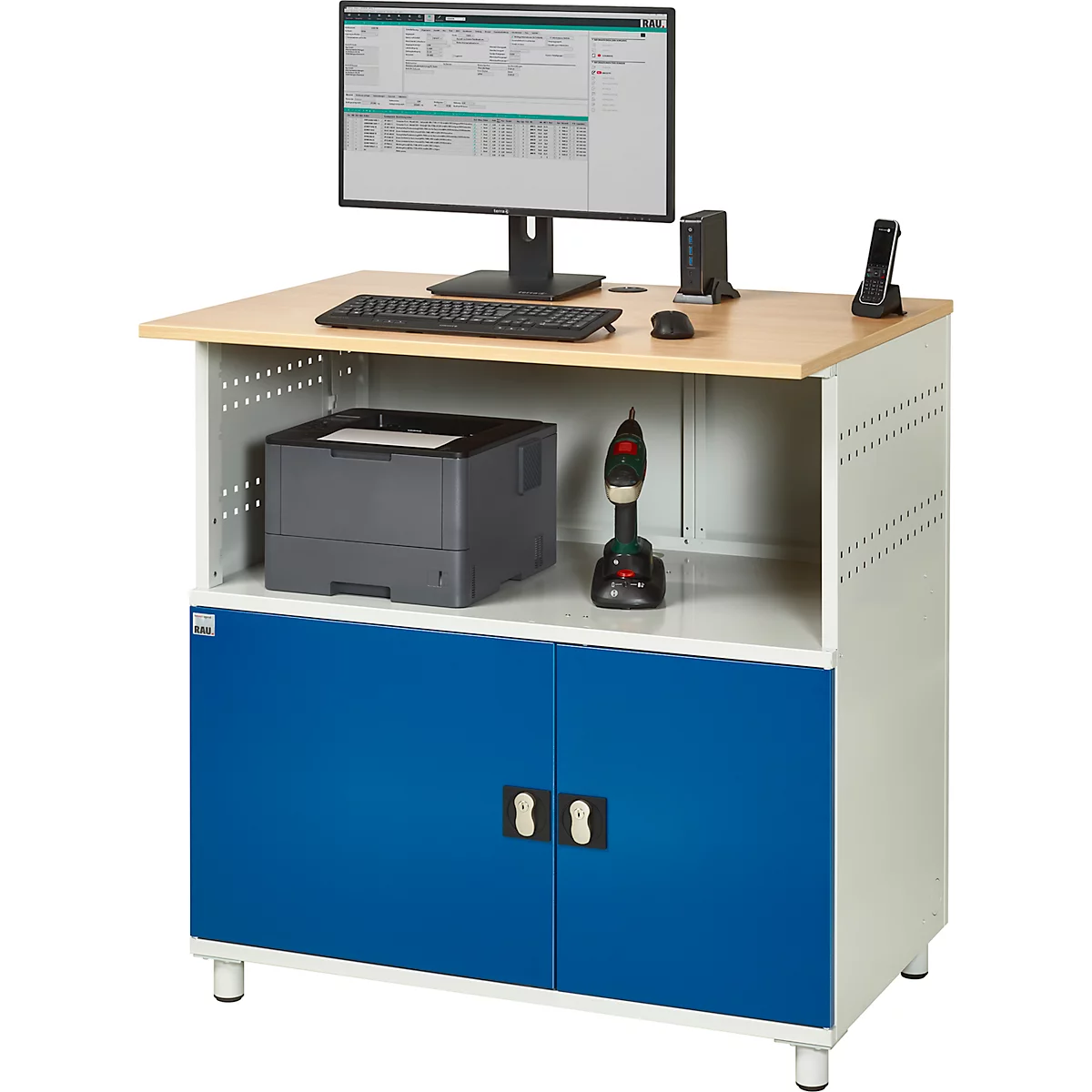 Computerstation type 6001, B 1100 x D 800 x H 1150 mm, niet verrijdbaar