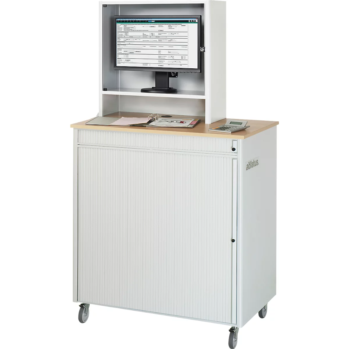 Computerstation type 6018, B 1030 x D 660 x H 1810 mm, verrijdbaar