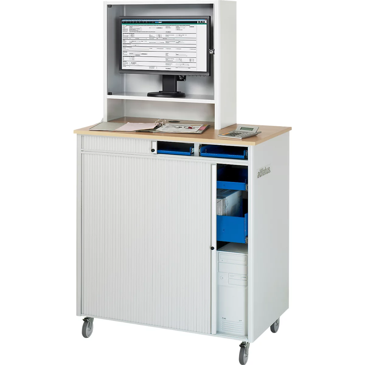Computerstation type 6018, B 1030 x D 660 x H 1810 mm, verrijdbaar