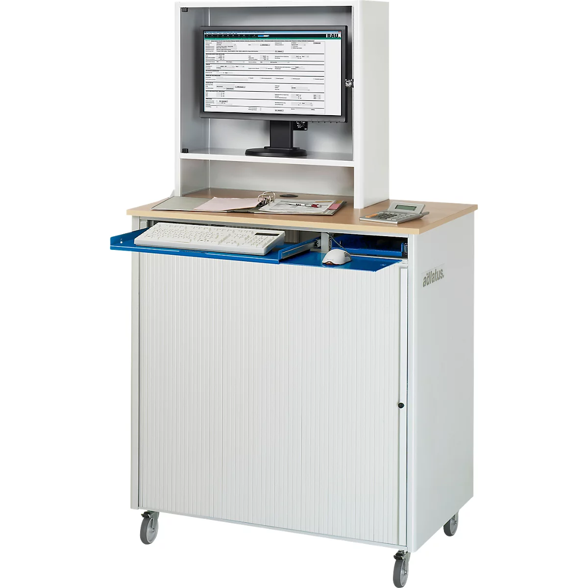 Computerstation type 6018, B 1030 x D 660 x H 1810 mm, verrijdbaar