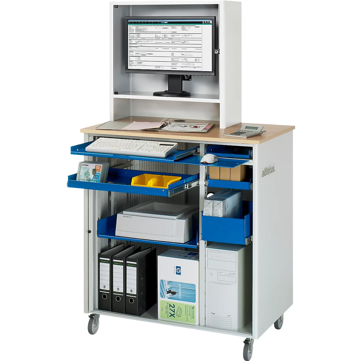 Computerstation type 6018, B 1030 x D 660 x H 1810 mm, verrijdbaar