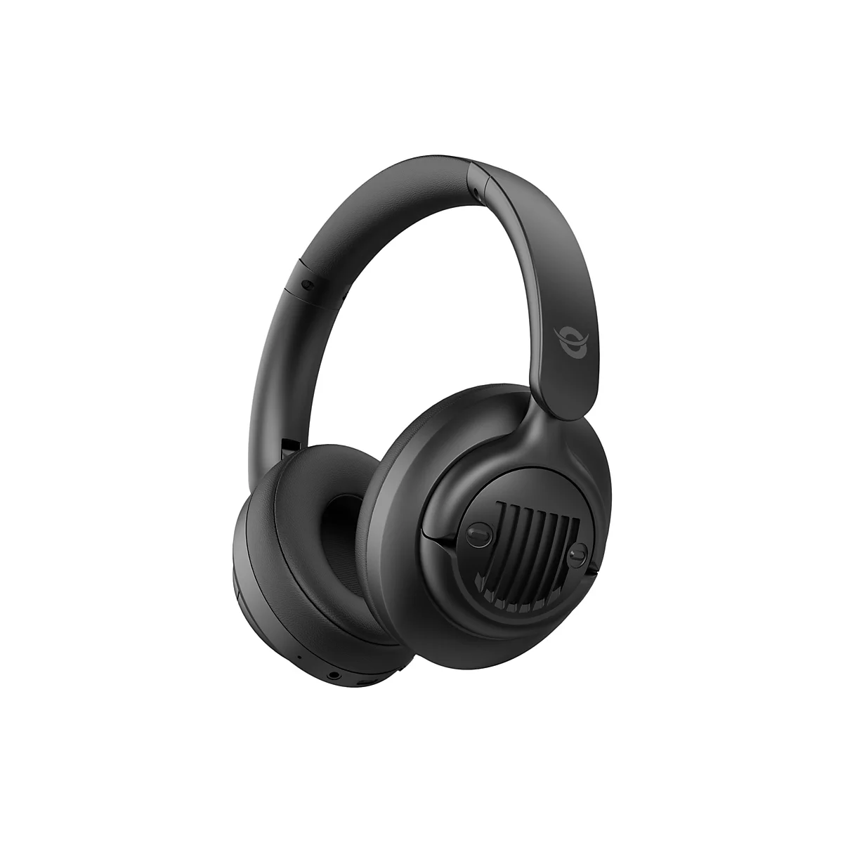 Schwarze Over-Ear-Kopfhörer vor weißem Hintergrund.