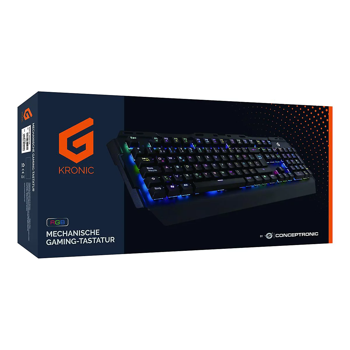 Conceptronic KRONIC - Tastatur - Hintergrundbeleuchtung - USB - Deutsch - Tastenschalter: blauer Schalter