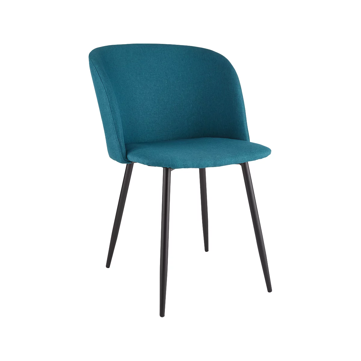 Conferentiestoel, set van 2, B 570 x D 540 x H 810 mm, gestoffeerd, zwart frame, petroleumblauwe stoffen bekleding