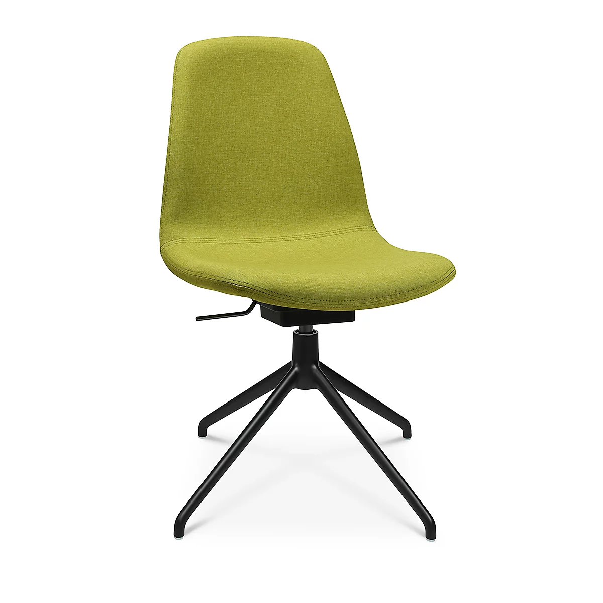 Conferentiestoel Topstar Sitness Life 1.1, draaibaar/zitting in hoogte verstelbaar, zonder armleuningen, B 460 x D 390 x H 450-480 mm, 4-poots onderstel, aluminium zwart mat &amp; stof, geel