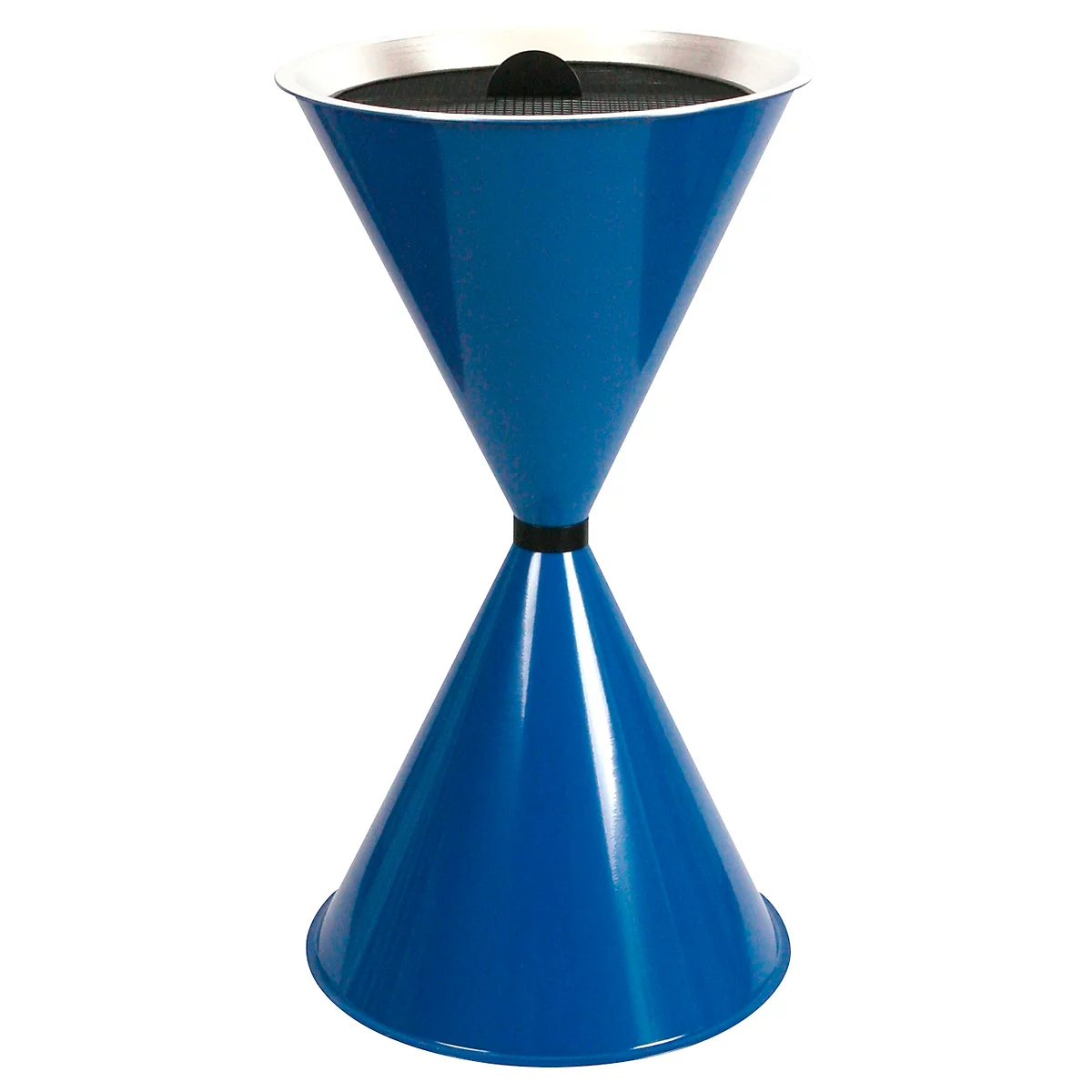 Conische staande asbak Diabola ECO, aluminium inzetbak, H 710 mm, ø 400 mm, blauw, kwartszand