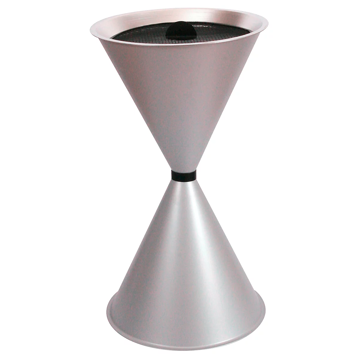 Conische staande asbak Diabola ECO, aluminium inzetbak, H 710 mm, ø 400 mm, zilvermetaal, kwartszand