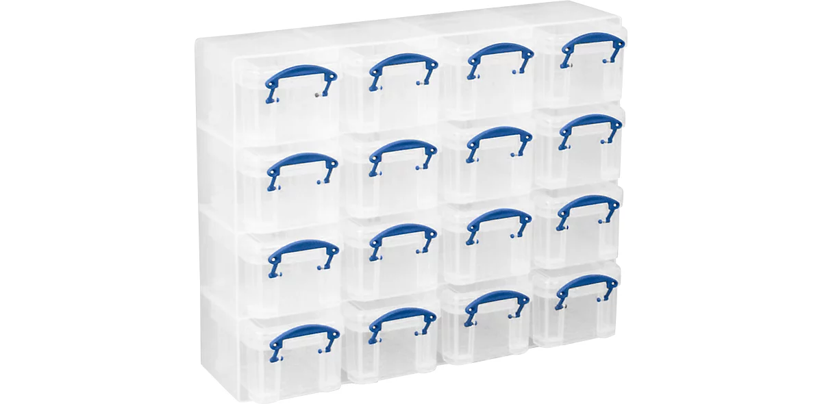 Conjunto organizador Really Useful Box, 16 cajas de 0,14 l, transparente, de PP