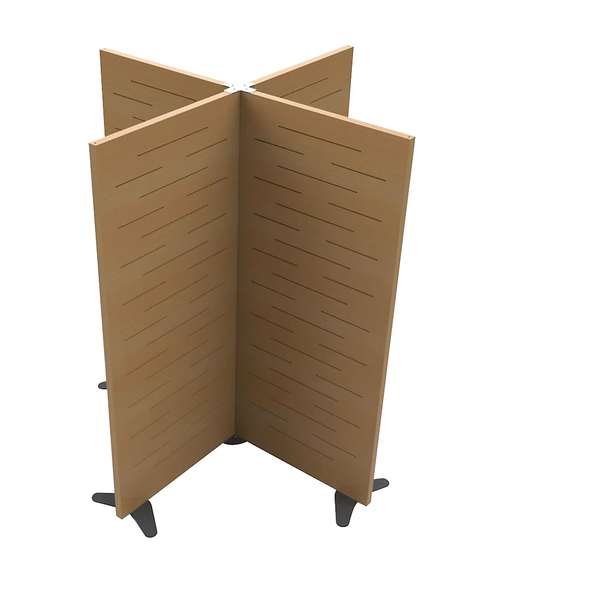 Brown, star-shaped partition with black feet. The surface shows fine, diagonal lines.