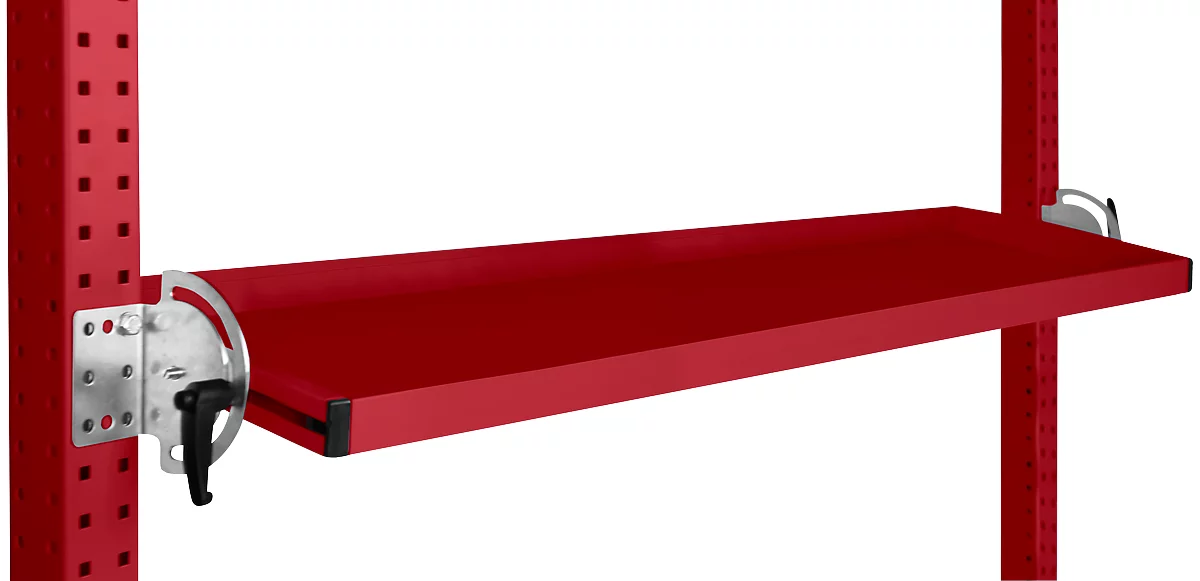 Consola de almacenamiento inclinable Manuflex, para serie Universal o Profi, profundidad útil 195 mm, para anchura de mesa 1500 mm, rojo rubí