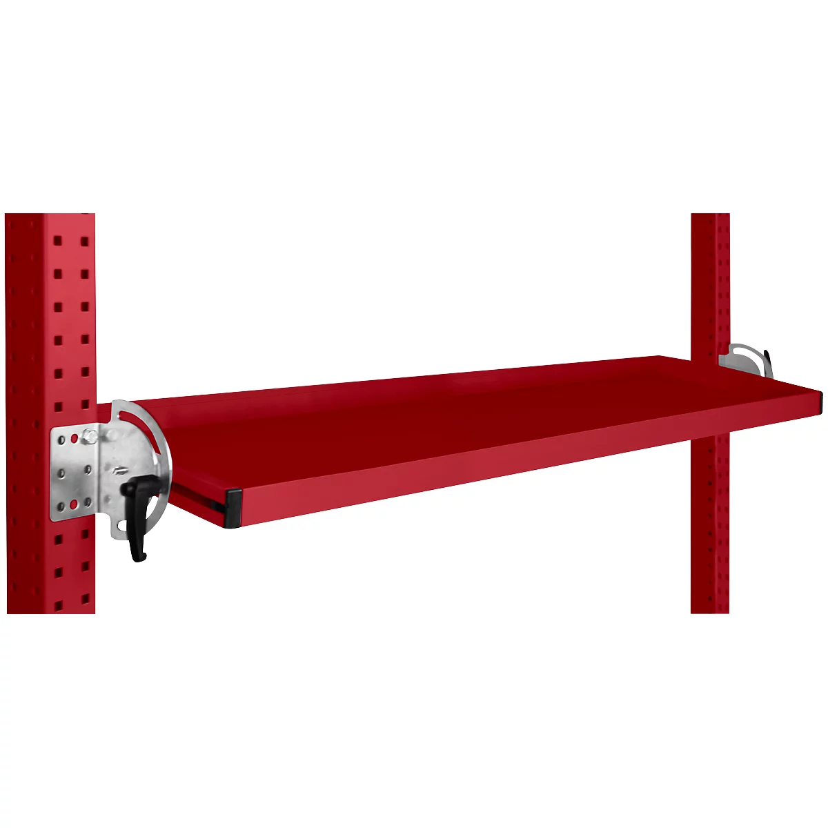 Consola de almacenamiento inclinable Manuflex, para serie Universal o Profi, profundidad útil 195 mm, para anchura de mesa 1500 mm, rojo rubí