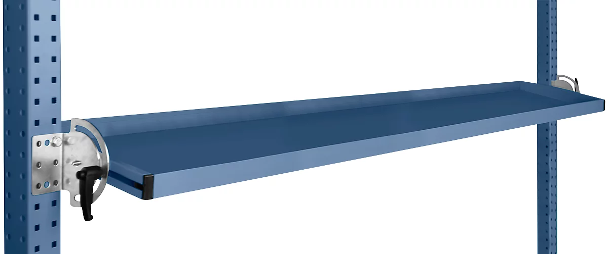 Consola de almacenamiento inclinable Manuflex, para serie Universal o Profi, profundidad útil 195 mm, para anchura de mesa 1750 mm, azul brillante