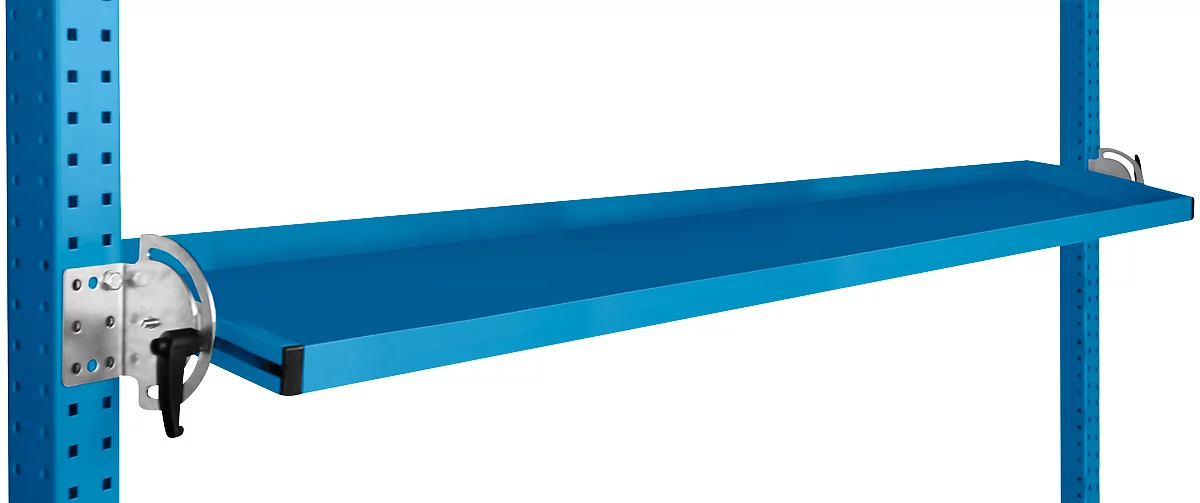 Consola de almacenamiento inclinable Manuflex, para serie Universal o Profi, profundidad útil 195 mm, para anchura de mesa 1750 mm, azul luminoso