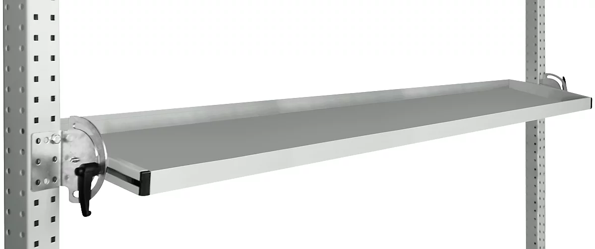 Consola de almacenamiento inclinable Manuflex, para serie Universal o Profi, profundidad útil 195 mm, para anchura de mesa 1750 mm, gris luminoso