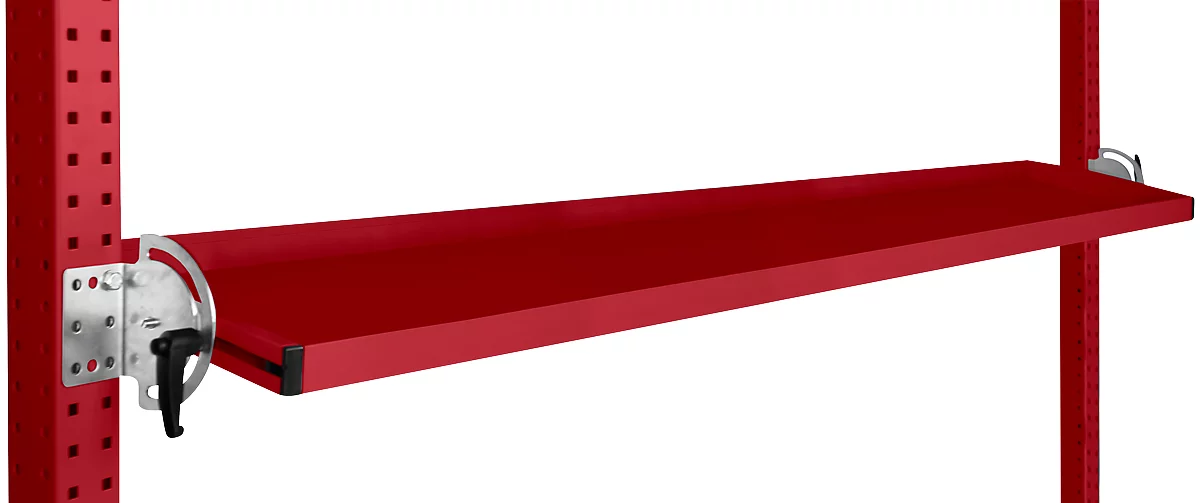 Consola de almacenamiento inclinable Manuflex, para serie Universal o Profi, profundidad útil 195 mm, para anchura de mesa 1750 mm, rojo rubí
