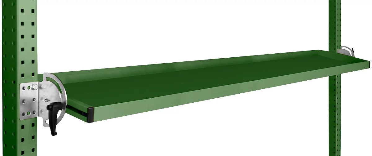 Consola de almacenamiento inclinable Manuflex, para serie Universal o Profi, profundidad útil 195 mm, para anchura de mesa 1750 mm, verde reseda