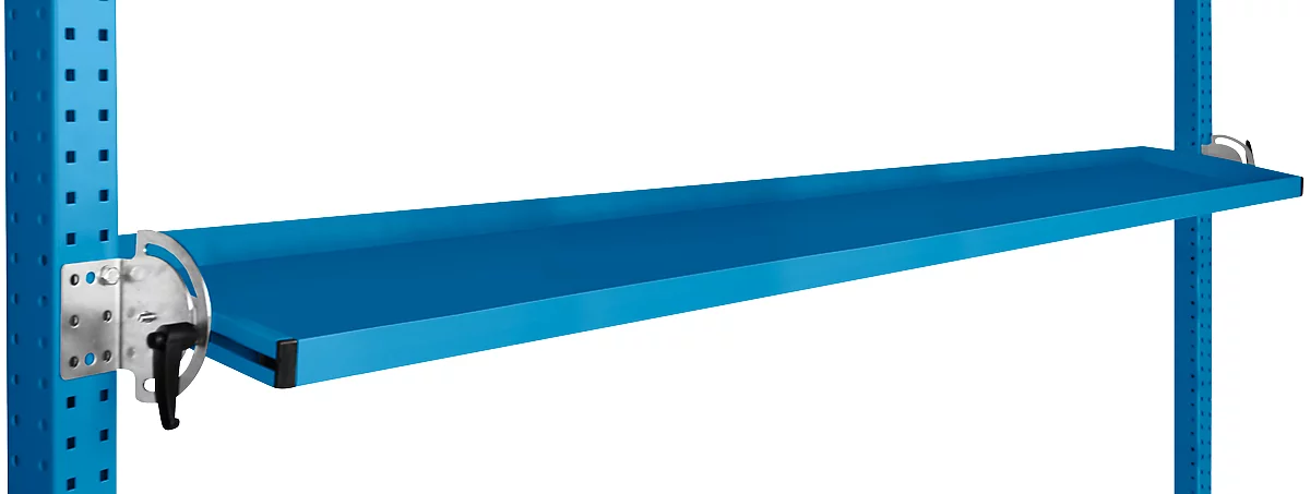 Consola de almacenamiento inclinable Manuflex, para serie Universal o Profi, profundidad útil 195 mm, para anchura de mesa 2000 mm, azul luminoso