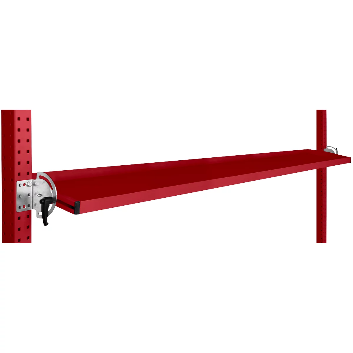 Consola de almacenamiento inclinable Manuflex, para serie Universal o Profi, profundidad útil 195 mm, para anchura de mesa 2000 mm, rojo rubí