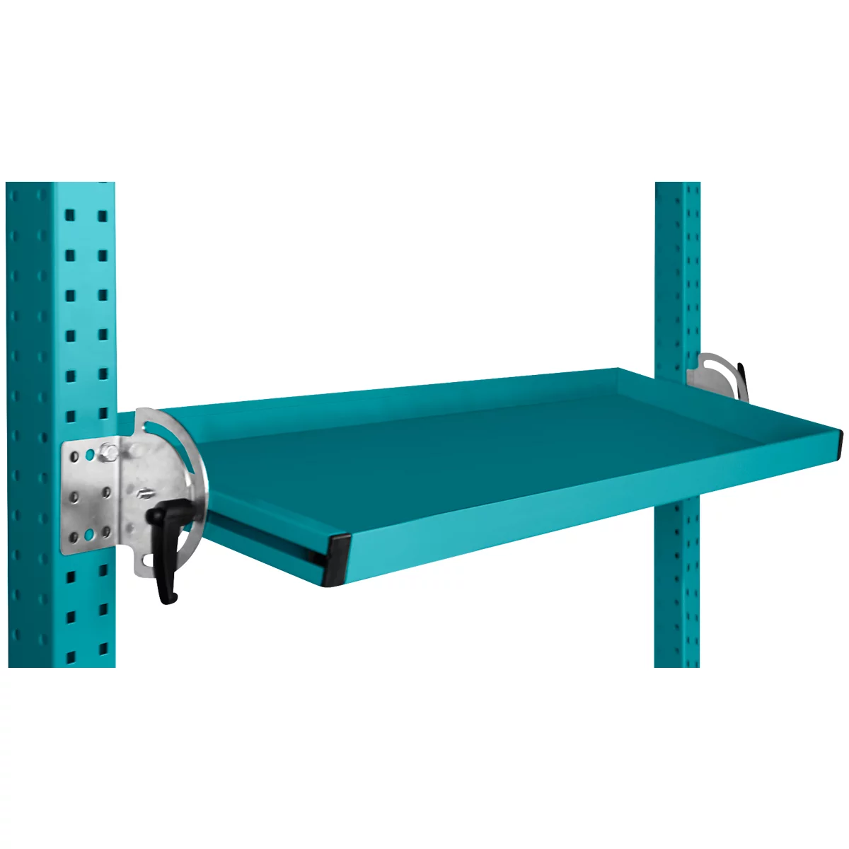 Consola de almacenamiento inclinable Manuflex, para serie Universal o Profi, profundidad útil 345 mm, para anchura de mesa 1250 mm, azul agua