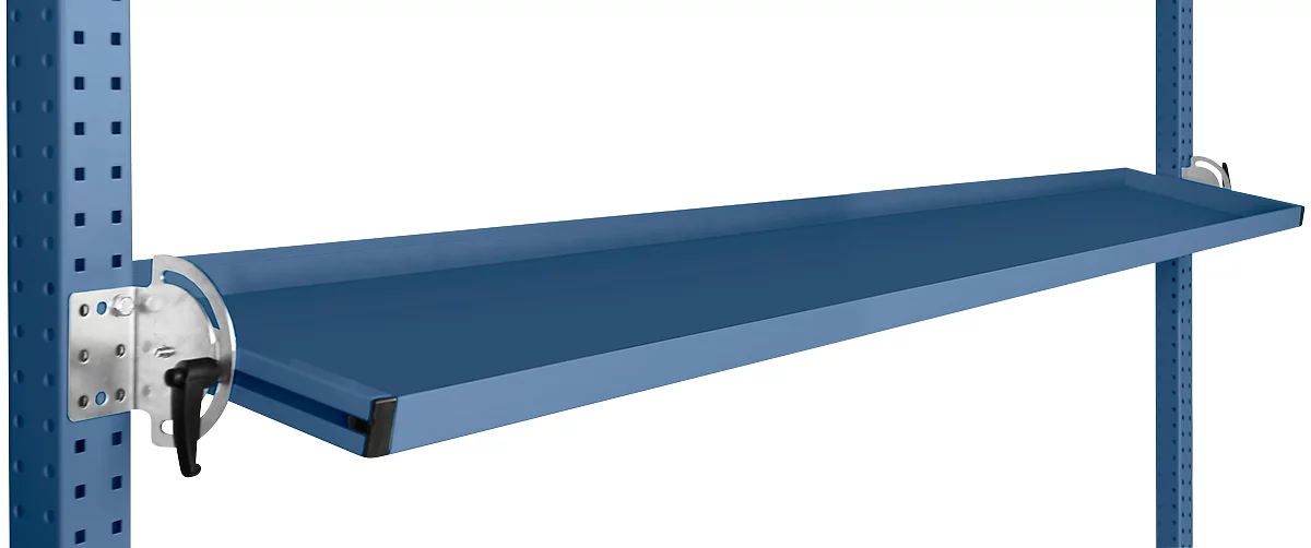 Consola de almacenamiento inclinable Manuflex, para serie Universal o Profi, profundidad útil 345 mm, para anchura de mesa 1750 mm, azul brillante